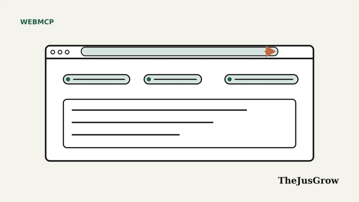 ChatGPT site tools illustration: a browser window with an orange arrow in the address bar, three tool buttons and a content panel