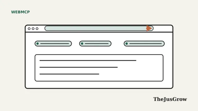 ChatGPT site tools illustration: a browser window with an orange arrow in the address bar, three tool buttons and a content panel