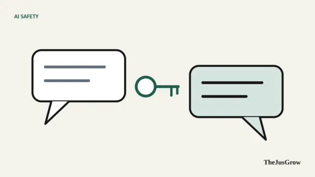 Two speech bubbles with a small key symbol between them, representing a shared secret phrase between family members