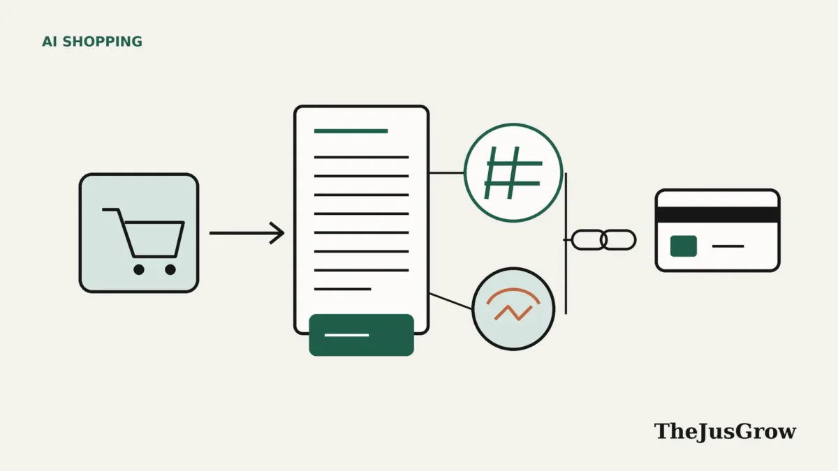 Legal Context Protocol diagram: a shopping cart pointing to a terms document, linked to a hash symbol and a signature seal, then chained to a payment card